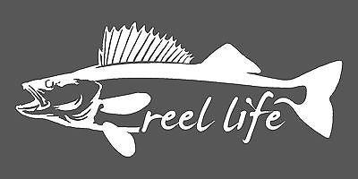 Reel Life "Walleye" Fishing Vinyl Decal/Sticker 11"w x 4.5" Die Cut