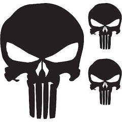 (3x) The Punisher Skull Vinyl Decal Window Sticker Marvel Comics (6"/2"/2")